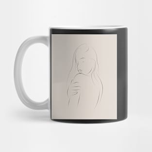 Neutral Line Art Minimalist Woman On Beige Mug